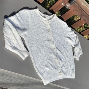 Vintage 1970z small knit White Button-Up Women's cardigan Sweater